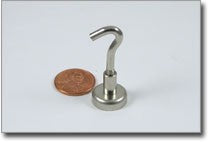 16mm Hook Magnet - N38 - NiCuNi Plated