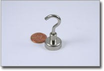 20mm Hook Magnet - N38 - NiCuNi Plated