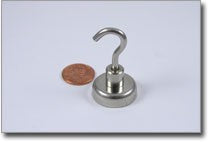 25mm Hook Magnet - N38 - NiCuNi Plated