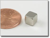 6 x 6 x 6mm N38 Nickel Plated Block Magnet