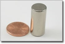 D12 x 25mm N38 NiCuNi Plated Cylinder Magnet