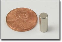 D5 x 12mm N38 NiCuNi Cylinder Magnet - DIAMETRICALLY MAGNETIZED