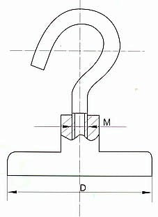 25mm Hook Magnet - N38 - NiCuNi Plated